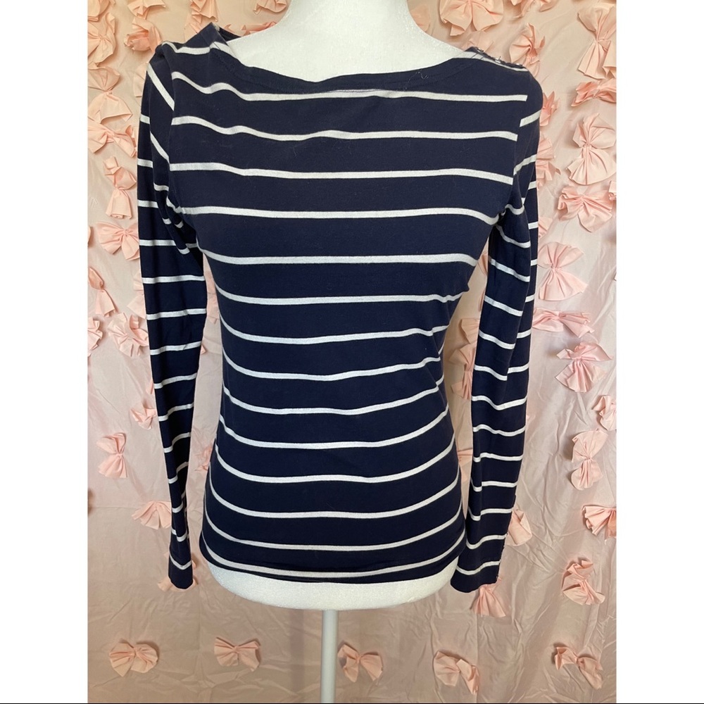 Blue and white stripped long sleeve top